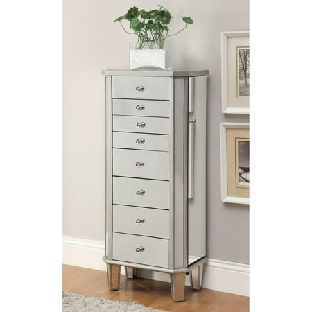 Coaster Jewelry Armoire, Antique Silver Finish