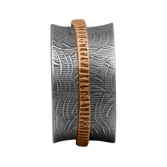 Textured Band Meditation Anxiety Anti Stress 925 Silver Spinner women Ring