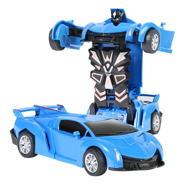Coche 2 en 1, juguete fundido a presión, coche Robot de deformación de una tecla, juguete para niños, regalo para niños
