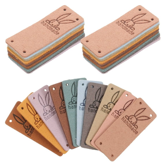 HONITANO 10 Colors Each 5 Pieces Leather Labels for Customizing Clothes Simple Style 1.97X0.79X0.08in