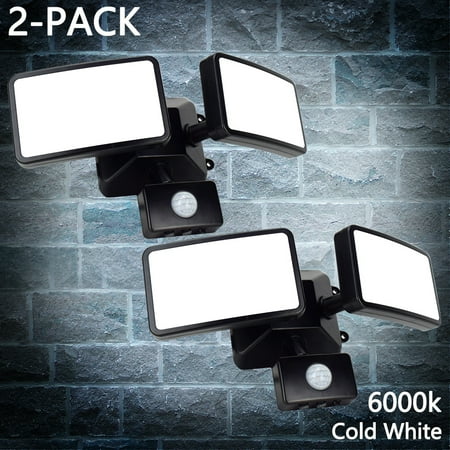

2 Packs 20W LED Security Lights Motion Sensor Light Outdoor Waterproof IP65 6000K 2 Head Motion Detector Flood Light