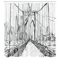 thumbnail image 2 of Ambesonne NYC Scene Shower Curtain, Creative Bridge Drawing, 69"Wx70"L, Charcoal Grey White, 2 of 4