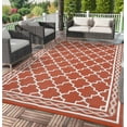 thumbnail image 2 of EastVita 9 x 18 ft(actual size) Plastic Red and White Rectangular Beach Front Porches Patio Picnic RV Camping Garage Rhomb Border Modern Moroccan Area Rug, 2 of 8