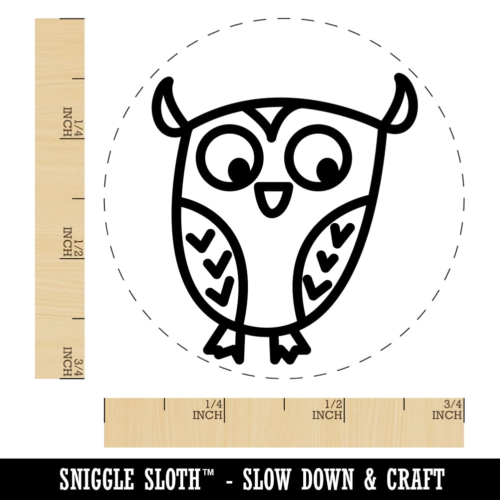 Wary Owl Self-Inking Rubber Stamp Ink Stamper - Blue Ink - Small 3/4 Inch