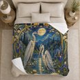 thumbnail image 5 of Mystical Moonlit Herons Water Lilies Fantasy Art, Peaceful Mountain Lake Scene, Warm Flannel Blanket for Cabin and Lodge, Outdoor Lovers Camping Gift, Fantasy Home Decor, 5 of 9
