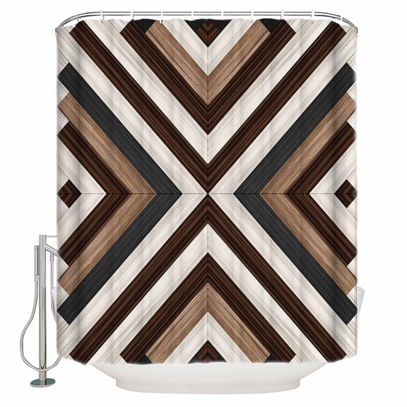 Shower Curtain Bathroom Set Bohemian Brown Beige Aztec Texture Waterproof Fabric Shower Curtains with Grommets&Hooks Western Native Tribal Privacy Bath Curtain for Bathtub 36x72in
