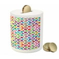 thumbnail image 3 of Colorful Piggy Bank, Colorful Patterns with Curves Geometry Cheering Creative Ornamental Design, Ceramic Coin Bank Money Box for Cash Saving, 3.6" X 3.2", Multicolor, by Ambesonne, 3 of 4