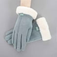 thumbnail image 2 of IROINNID Touchscreen Gloves for Women Winter Plush Thickened Warm Ins Lovely Cycling Autumn And Winter Cold Proof Screen Student Suede Gloves,Blue, 2 of 3