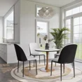 thumbnail image 2 of LeisureMod Bristol 27" Round Dining Table with MDF Top and Natural Wood Steel Pedestal Base for Modern Kitchen and Dining Room, 2 of 9