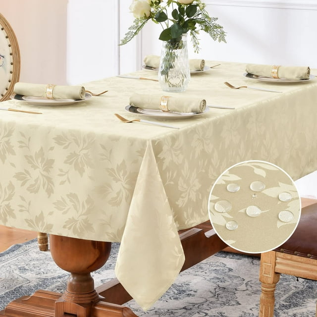 Romanstile Mantel rectangular de jacquard de otoño – Manteles decorativos con estampado floral de damasco impermeables, manteles de tela pesados para cenas/fiestas/vacaciones, 60 x 102 pulgadas, color