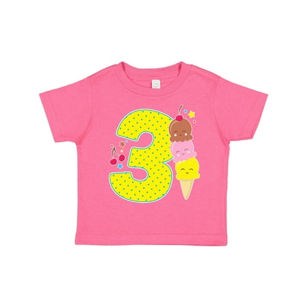 

Inktastic Ice Cream Third Birthday Blue Gift Toddler Boy or Toddler Girl T-Shirt