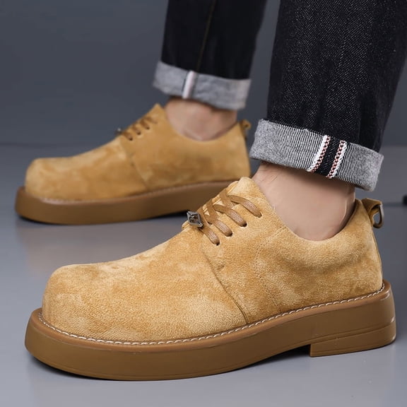 Men's Camel Suede Chunky Sole Casual Derby Shoes