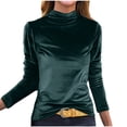 thumbnail image 3 of Kinrui Womens Velvet Tops Long Sleeve Button Down Shirt Jacket Retro Casual Blouse Work Office Lapel Tunic Tops with Pockets Army Green,XXL, 3 of 8