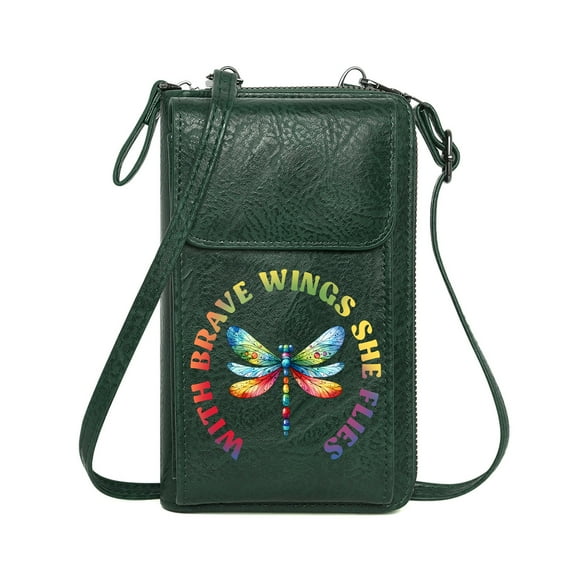 OIDERY Card Wallets Purse Womens Travel Bags Inspirational Phrase Dragonfly Vibrant Colors Graduation Student for Valentine's Day Birthday Gifts