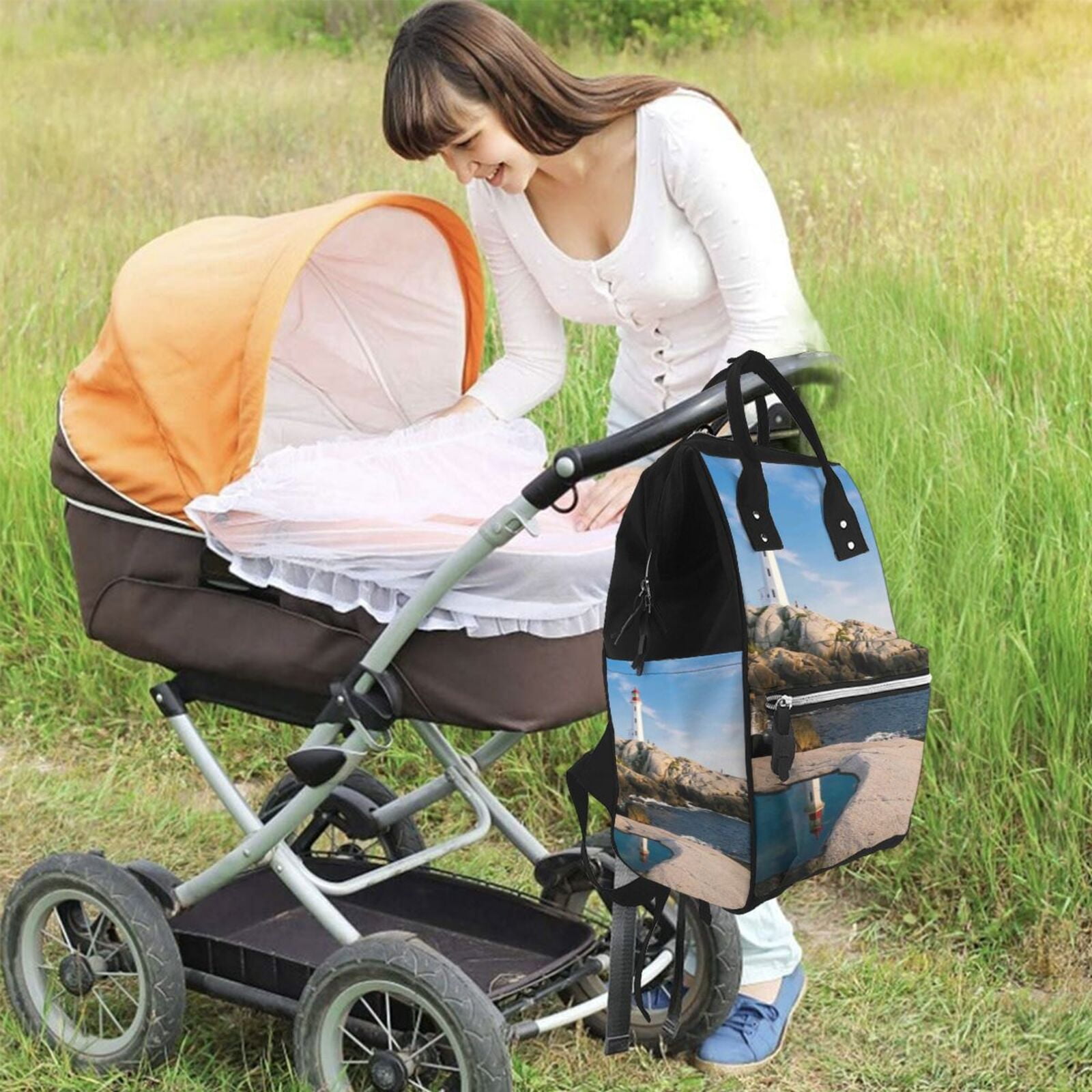 Ratiio Lighthouse Mummy Backpack - Waterproof Twill Canvas, Large Capacity Diaper Bag with Multiple Pockets and Adjustable Straps
