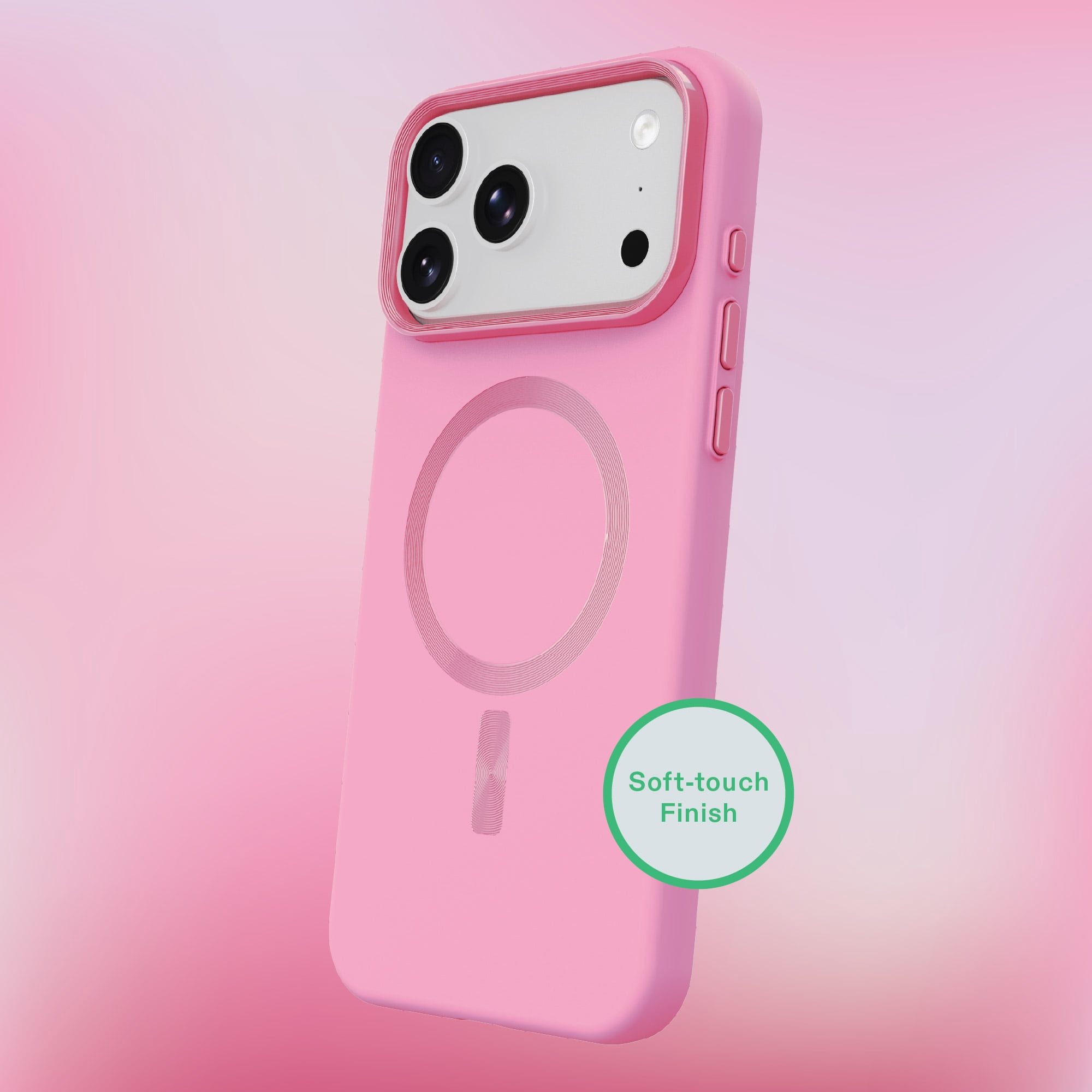 onn Soft Touch Phone Case for iPhone 18 Pro Max / 17 Pro Max, MagSafe Compatible - Pink