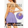 thumbnail image 6 of TZLDN Women's High Waisted V Cross Pleated Tennis Skirts with Pockets Inner Shorts Lightweight For Athletic Workout Mini Skirts Purple,S, 6 of 7