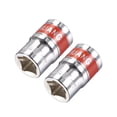 thumbnail image 1 of Unique Bargains 2 Pcs 1/2-Inch Drive by 17mm Shallow Socket w Red Band, Cr-V, 6-Point, Metric, 1 of 4