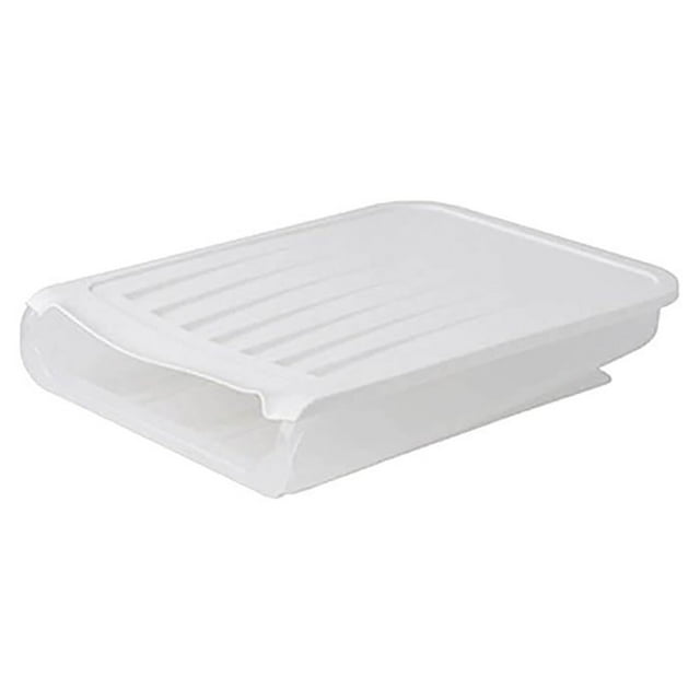 Oleegame 1 Pce Boîte de Rangement pour Produits Boîte à Oeufs Roulante Automatique avec Couvercle Empilable Boîte de Rangement pour Oeufs Anti-collision Blanche
