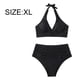 thumbnail image 2 of Traje de baño de playa de verano con abertura en el vientre, cuello drapeado, cordón, bikini de color sólido, traje de baño para mujer, 2 of 7