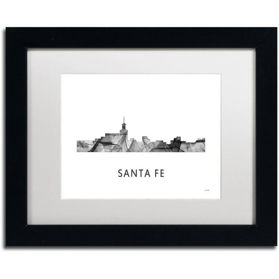 Trademark Fine Art 'Santa Fe New Mexico Skyline WB-BW' Canvas Art by Marlene Watson, White Matte, Black Frame
