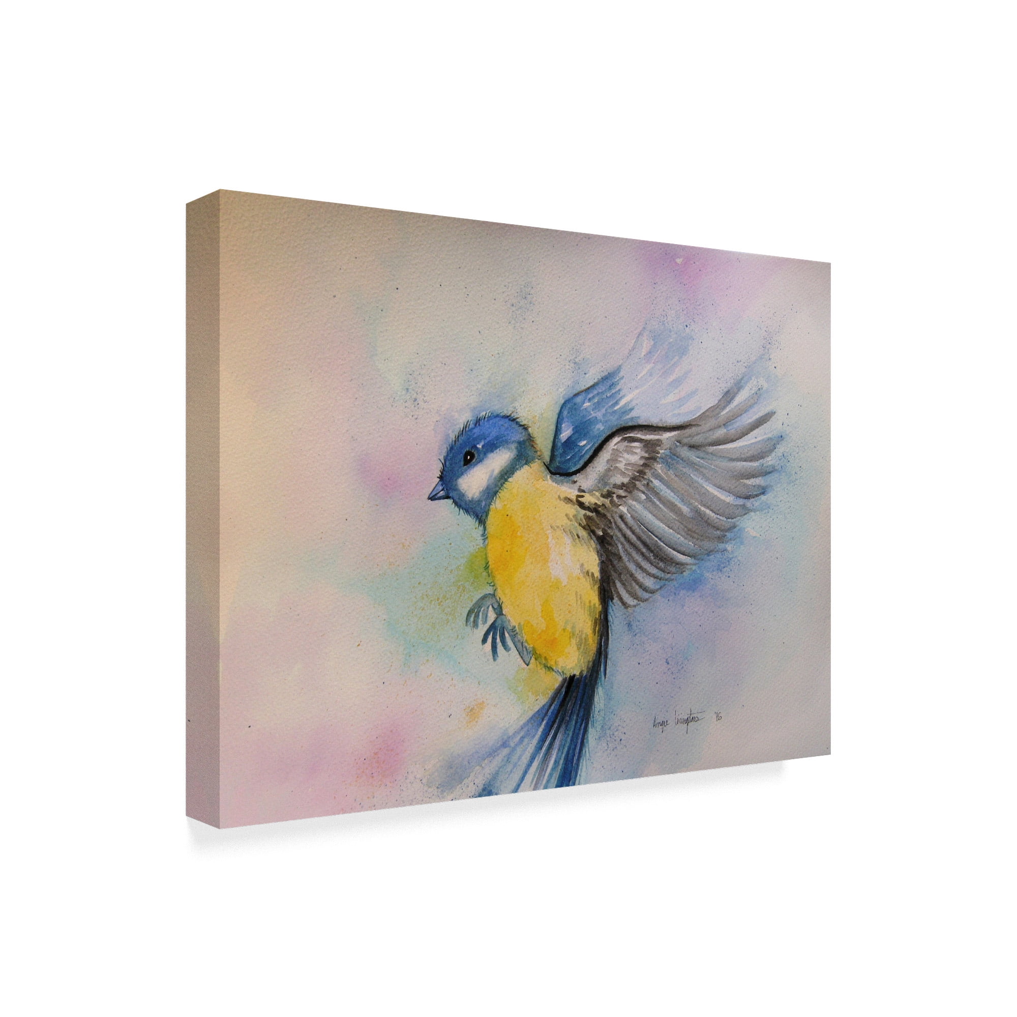 Trademark Fine Art 'Bluebird Yellow' Canvas Art by Angie Livingstone