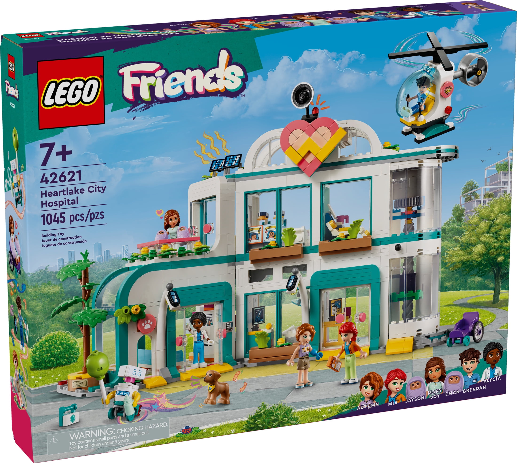 LEGO Friends Heartlake City Hospital Toy Playset, Helicopter Toy and Mini-Doll Characters, Building Set for Kids, Pretend Play, Gift for Girls and Boys Ages 7 Years Old and Up, 42621