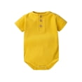 thumbnail image 2 of SROBPTY Newborn Boys Girls Rompers Solid Color Short Sleeve Jumpsuit for 0-24M, 2 of 4