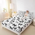 thumbnail image 4 of Manfei Teens Children Cartoon Ribbon Bowtie 4pcs Bed Sheets,Black White King Sheets,Love Heart Print Super Cozy Sheet Set,Ultra Soft Home Decor, 4 of 7
