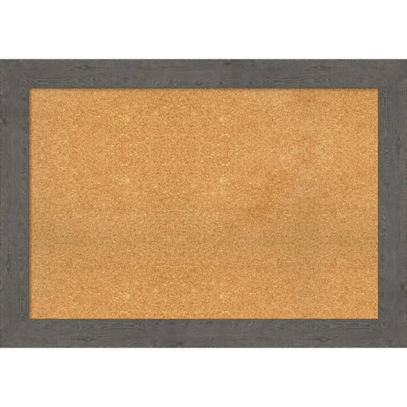 Amanti Art Natural Cork Board Framed Rustic Plank Grey Bulletin Board 41 in. x 29 in.