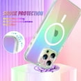 thumbnail image 4 of Compatible with iPhone 15 Pro Max Case Magnetic 【Support for MagSafe】 Bling Laser Iridescent Florescent Crystal Luxury Case Camera Protector + 2* Screen Protector Shockproof Case -Clear, 4 of 12