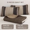thumbnail image 2 of Queen Quilt Set Taupe, Striped Bedspread Queen Size Brown Bedding Sets 3 Pieces Micofiber Lightweight Quilts with 2 Pillow Shams Coverlet Bed Sets for Women Men 96''x90'', 2 of 14