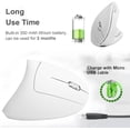 thumbnail image 4 of Mouse Inalámbrico Ergonómico Recargable, 2.4GHz Ratón Óptico Inalámbrico con Receptor USB para Mac y Windows, Diseño Ergonómico, 6 Botones, 800/1200/1600DPI, Protege el Brazo（Blanco）, 4 of 5