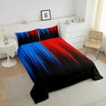 thumbnail image 3 of Blue Red Black Comforter Set Full Abstract Gradient Stripes Bedding Set,Vintage Ombre Art Striped Lines Geometric Down Comforter,Stripe Modern Style Quilt Simple Room Decor, 3 of 6