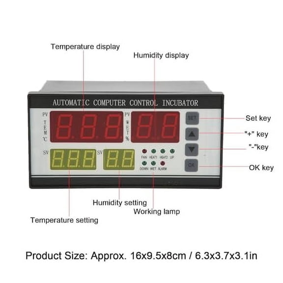 Egg Incubator Temperature Controller Thermostat, 110V Automatic Control System Egg Incubator Temperature Humidity Sensor Controller