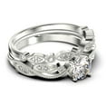 thumbnail image 2 of Dazzling Boho & hippie 1.75 Carat Round Cut Diamond Moissanite Classic Inspired Engagement Ring, Unique Twist Band Wedding Ring in 10k Solid White Gold, Promise Ring, One Matching Band, 2 of 4