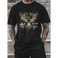 thumbnail image 5 of Men's T-Shirt ROCK ROLL STORNG Gold Bald Eagle Short Sleeve Casual Tee Classic Crew Neck T-Shirt for Men, Black 4XL, 5 of 6