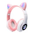 thumbnail image 1 of Audífonos Gaming Bluetooth 5.0 Con Orejas RGB Luz LED manos libres Diadema Ajustable 7h Baterían Color rosa, 1 of 5
