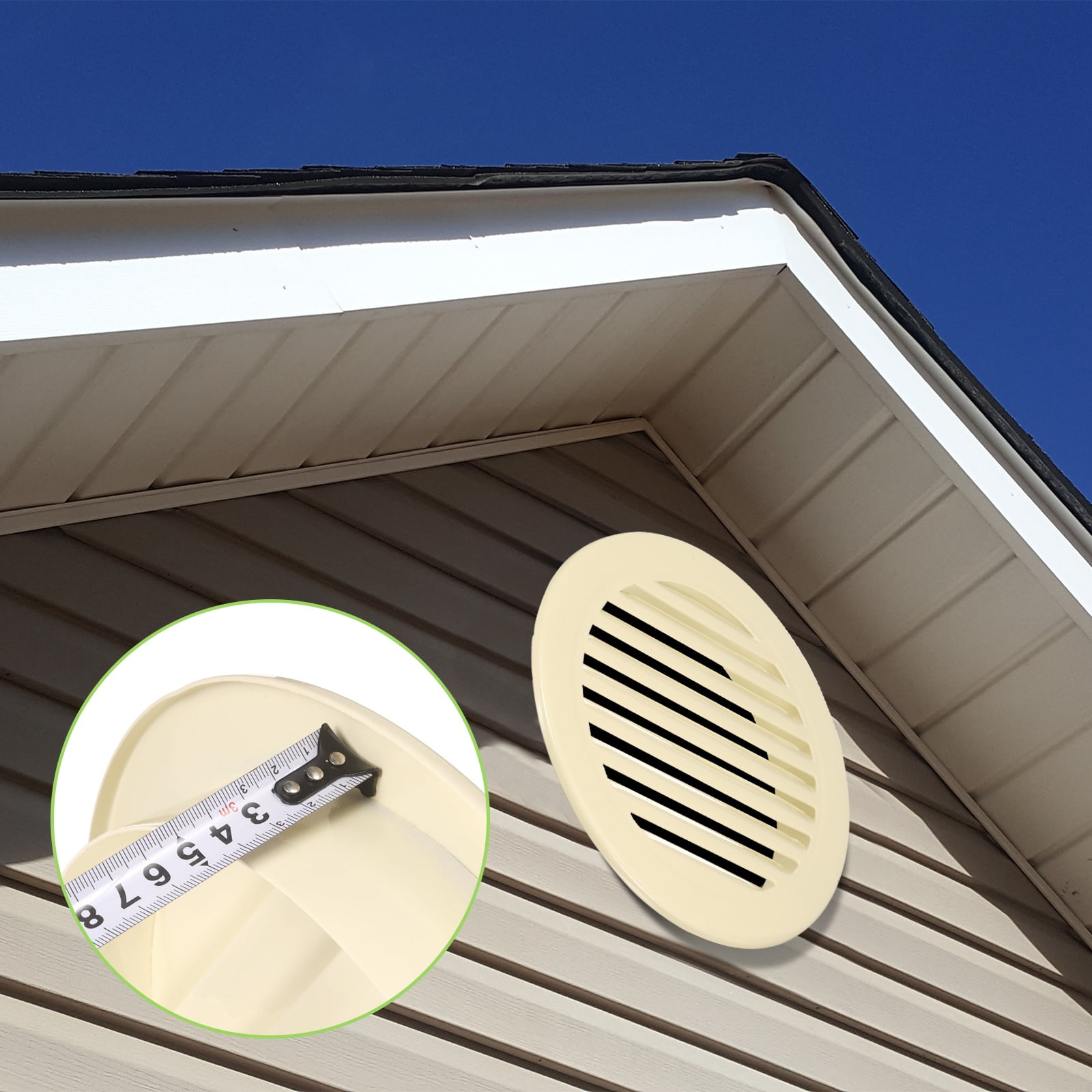 Uxcell 13.7" Round Air Vent, Louver Grille Cover Aluminum Alloy Soffit Vent HVAC Ventilation for Ceiling Wall Roofing Bathroom Kitchen Garage Duct Shed Garage, Beige