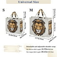 thumbnail image 3 of Lion Head Brown Corduroy Tote Bag Handbag Large Messenger Bag Shoulder Crossbody Zipper Bag Purse, 3 of 8