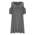 thumbnail image 1 of Yuyuzo Robes pour Femmes Grande Taille à Épaules Dénudées à Manches Courtes Col Ras du Cou Robe Mini Robe T-Shirt Décontractée avec Poches, 1 of 5