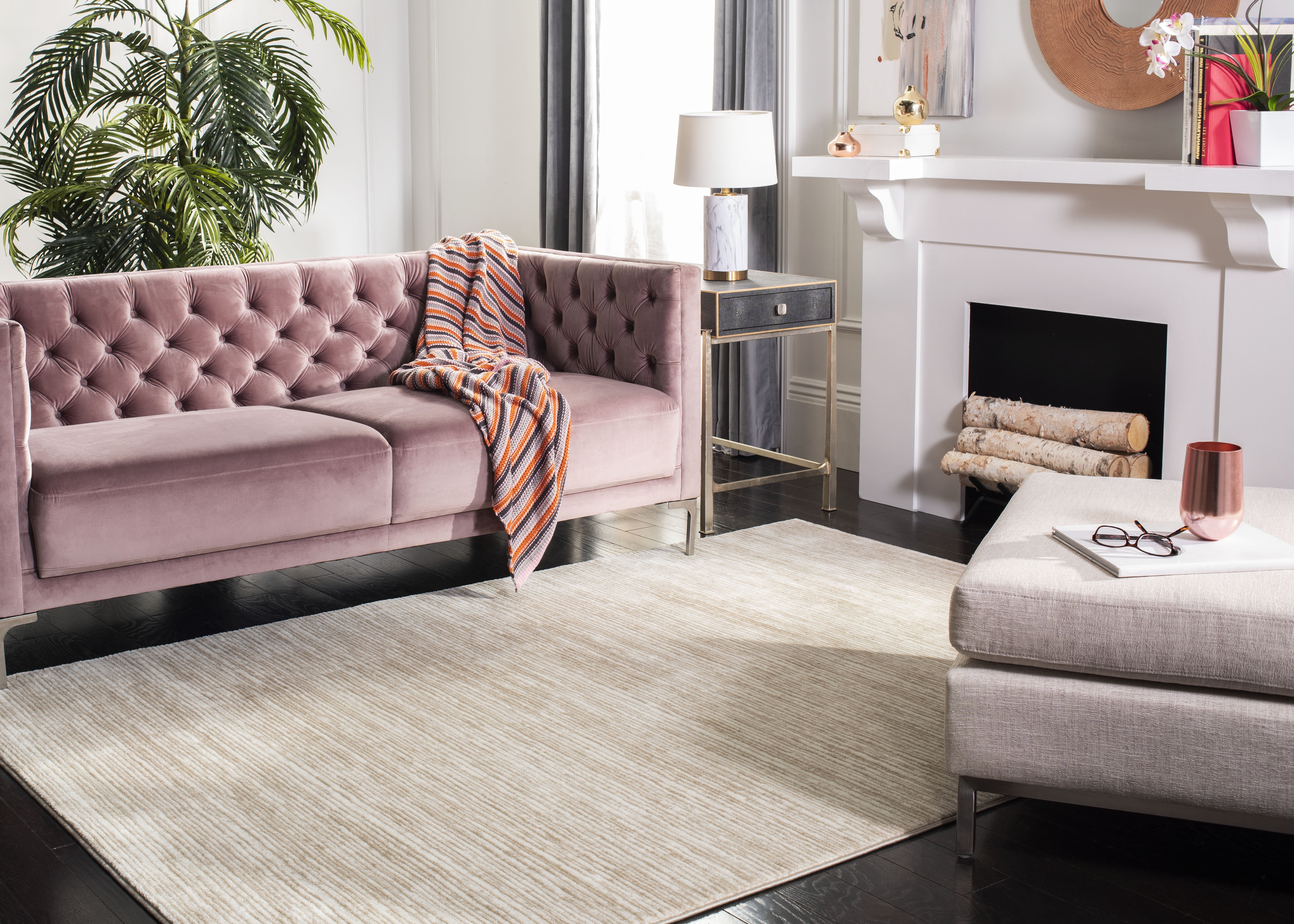 SAFAVIEH Vision Adrasteia Overdyed Solid Area Rug, Cream, 5'1" x 7'6" - Modern Design, Creme, Non-Shedding & Easy Cleaning, Ideal for Living Room, Bedroom, Dining Space