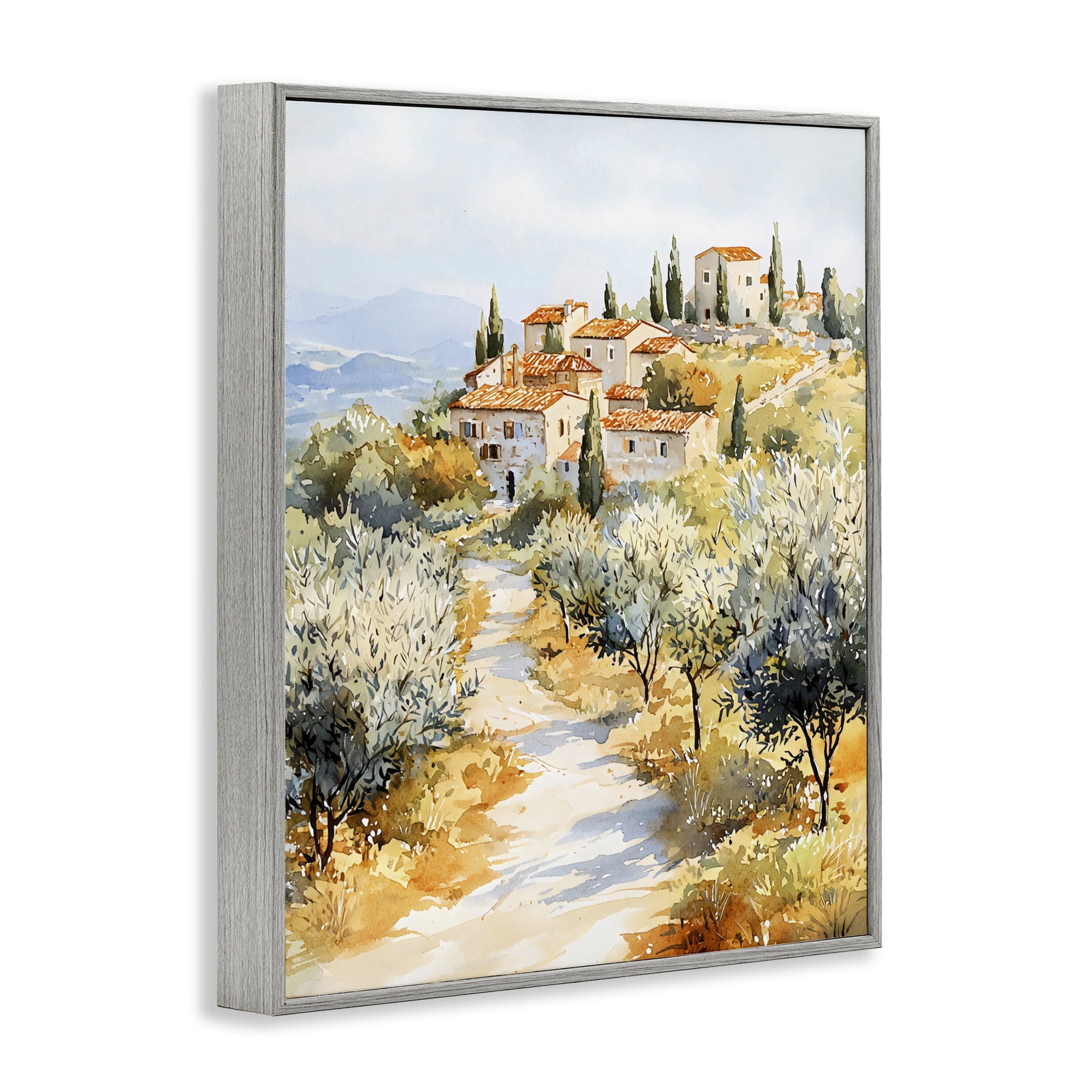 Stupell Industries Tuscan Hilltop Village View Gray Framed Giclee Art, design by LSR Design Studio