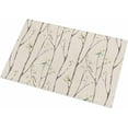 thumbnail image 2 of Shag Bath Rugs Bird on Branch Green Leaves Plush Soft Fluffy Doormat Floor Carpet,Non-Slip Living Room Bedroom Kitchen Entryway Door Mats Vintage Linen, 2 of 6