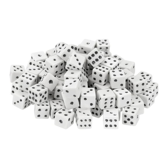 100Pack Mini Dice, 8mm/0.31" Acrylic Tiny Six Side Game Dot Square Dice Bulk for Table Board Game Party Activities, Light Beige/Black