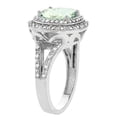 thumbnail image 3 of 14K White Gold Natural Green Amethyst Ring Cushion 8x8 mm with Diamond Accents, size 6.5, 3 of 4