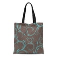 thumbnail image 1 of JSDART Canvas Tote Bag Blue Swirl Floral Pattern Brown Scroll Abstract Leaf Durable Reusable Shopping Shoulder Grocery Bag, 1 of 1