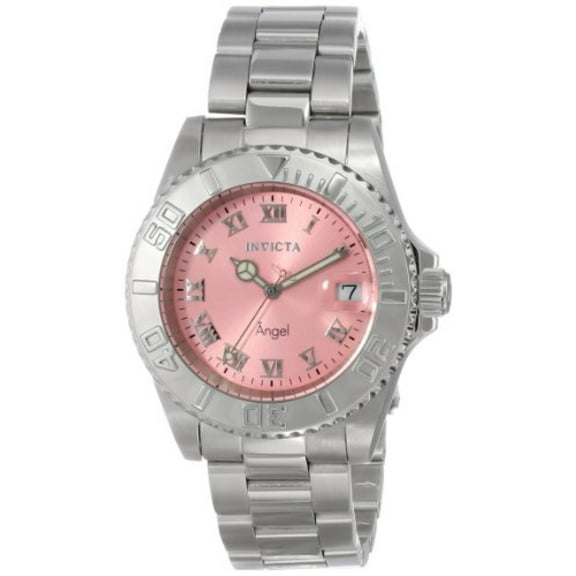 Invicta Women's 14360 Angel Analog Display Pink Dial Swiss Quartz Silver Watch