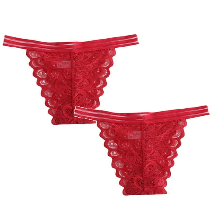 

Womens Underwear Brief Essentials Stretch Bikini Panty Lace Trim 4 Colors Comfy Panties2PC