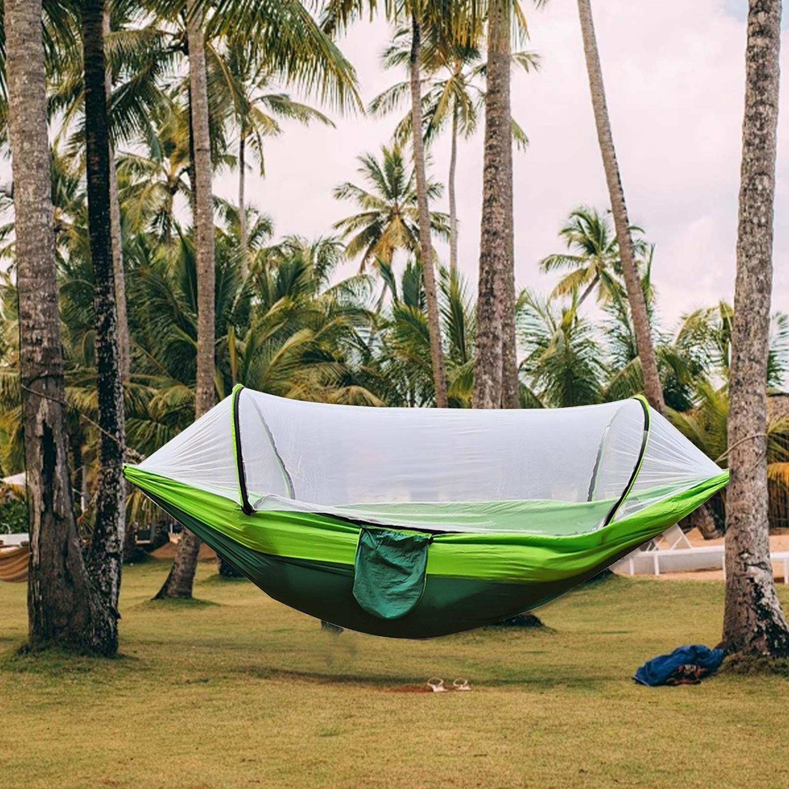 Ranliy Camping Hammock with Mosquito Net, Lightweight Hanging Hammocks Tree Straps Swing Hammock Bed for Outdoor Backpacking Backyard Hiking